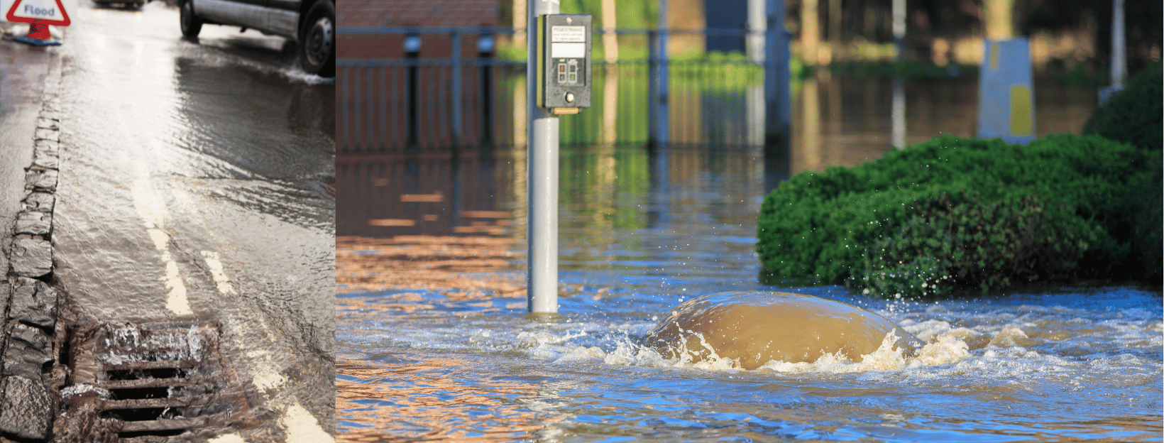 heavy rain storm drain maintenance flooding street homes business